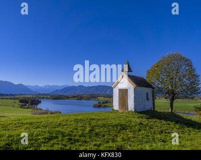 View from Aidlinger Hoehe in Bavaria, Germany Stock Photo