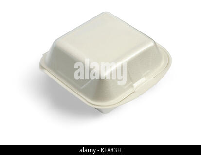 Closed Kraft Burger Box Full face.  isolated on white background with clipping path. Stock Photo
