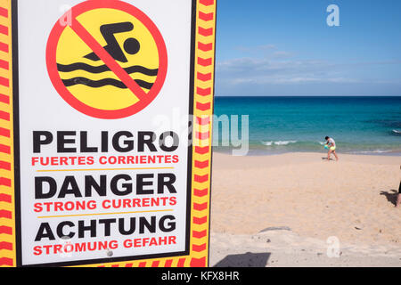 Danger Fuerteventura Canary Islands Spain Stock Photo