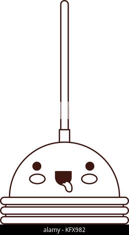 kawaii toilet pump in brown silhouette Stock Vector