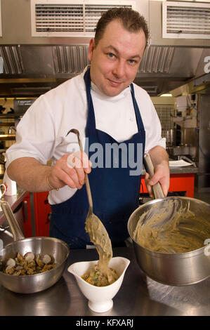 Chef Nigel Godwin at the Equilibrium restaurant, Fawsley Hall Hotel & Spa, Daventry, Northamptonshire. Stock Photo