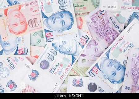 Singapore banknotes dollars (2-50 SGD) Stock Photo