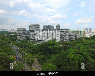 Aerial view of The Interlace apartment complex in Singapore Stock Photo