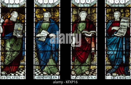 Seminal thinkers from the past commemorated in The John Rylands Library, Manchester, UK Stock Photo