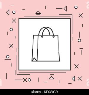 Shopping Bag Icon Thin Line In Pink Frame Stock Vector
