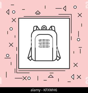 Backpack Icon Thin Line In Pink Frame Stock Vector