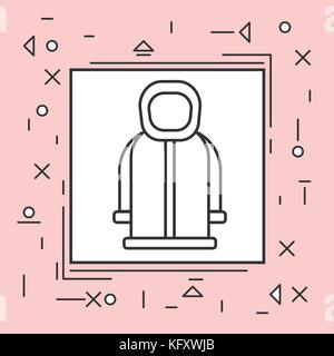 Hoody Coat Icon Thin Line In Pink Frame Stock Vector