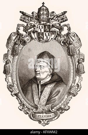 Alexander VI, 1431 – 18 August 1503, was Pope from 11 August 1492 until his death Stock Photo