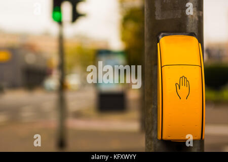Pedestrian signal switch at cross in Germany Stock Photo