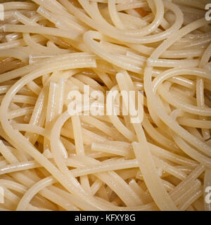 A close-up shot of a tangle of spaghetti. Stock Photo