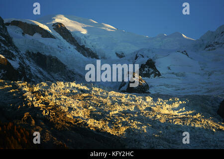 Mont Blanc seen from Chamonix on late fall evening, French alps, France Stock Photo