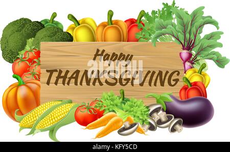 Thanksgiving Fruits and Vegetable Produce Sign Stock Vector