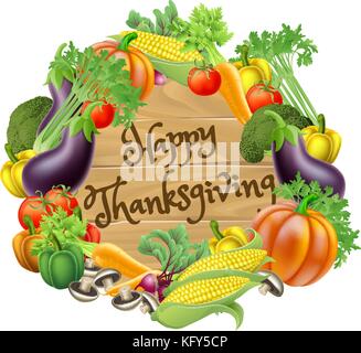 Happy Thanksgiving Vegetable and Fruits Design Stock Vector