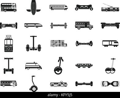 City transport icon set, simple style Stock Vector