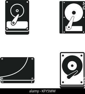 Hard disk icon set, simple style Stock Vector
