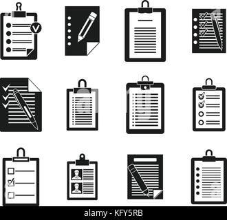 To do list icon set, simple style Stock Vector