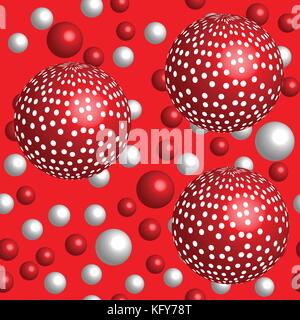 Red White Balls Seamless Pattern Stock Vector