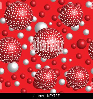Red White Balls Seamless Pattern Stock Vector
