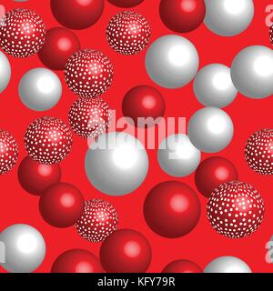 Red White Balls Seamless Pattern Stock Vector