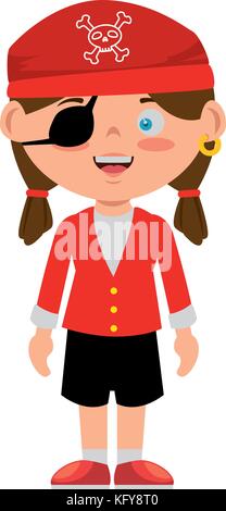 little kid disguised as a pirate vector illustration design Stock Vector