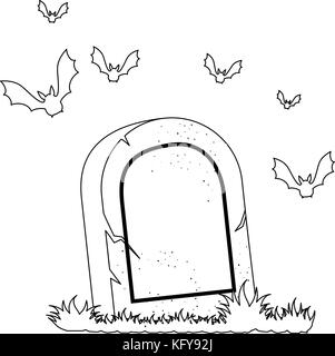 grave of dead with vampires flying vector illustration design Stock ...