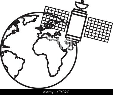planet earth with satelite vector illustration design Stock Vector