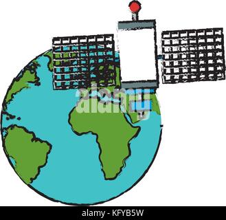 planet earth with satelite vector illustration design Stock Vector