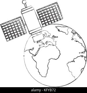 planet earth with satelite vector illustration design Stock Vector