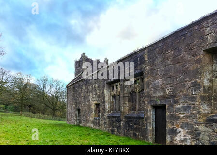 Castle Semple, Lochwinnoch, Scotland-October 28, 2017: Nature Trail at Castle Semple that takes you along past the side of the Collegiate church now i