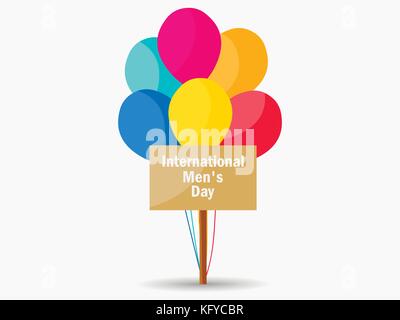 International men's day. A sign and balloons. Vector illustration Stock Vector