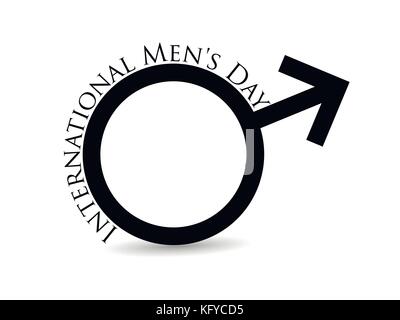 International men's day. Mars symbol, male sign is insulated on white background with shadow. Vector illustration Stock Vector
