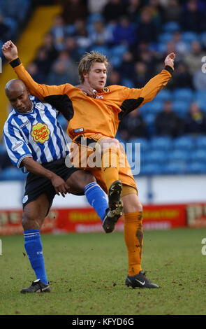 Footballer Adam Proudlock and Danny Maddix Sheffield Wednesday v Wolverhampton Wanderers 01 February 2003 Stock Photo