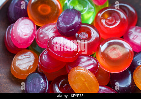 The photo of the lollipops is close. Multi-colored texture, background. Stock Photo