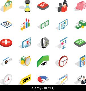 Transaction icons set, isometric style Stock Vector