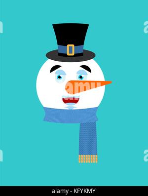 Snowman happy emotion avatar. Merry emoji face. New Year and Christmas vector illustration Stock Vector