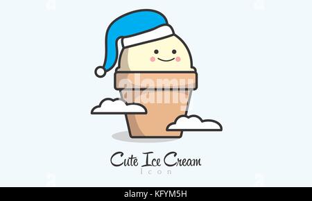 Cute Ice Cream Icon Logo Mascot Stock Photo