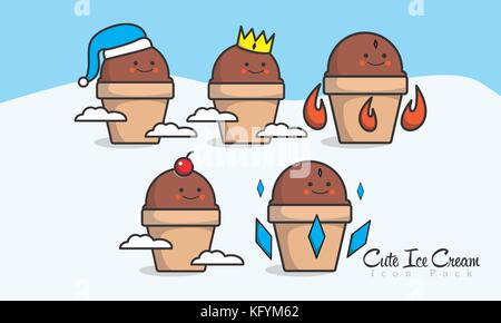 Cute Ice Cream Icon Logo Mascot Stock Photo