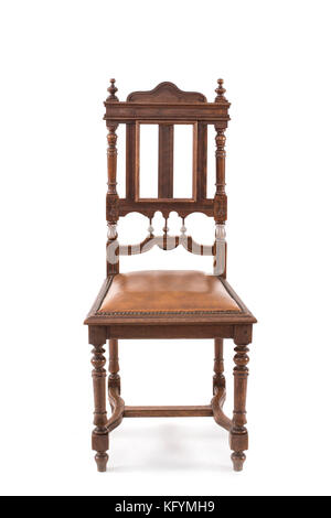 Antique wood chair on the white background. Stock Photo