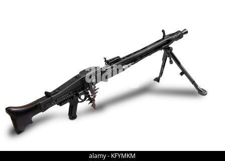 Germany at the WW2. One of the best light machinegun of the WW2 - German MG-42. Path on white background. Stock Photo