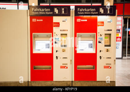 Auto vending ticket for German people and foreigner travelers buy ticket in terminal at Mannheim Hauptbahnhof railway station on September 5, 2017 in  Stock Photo