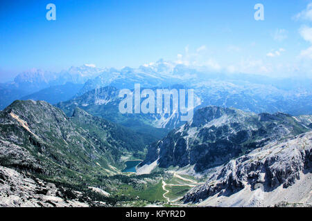 View from mount Krn to the Krn lake, Slovenia Stock Photo