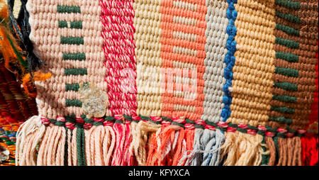 abstract texture of a colorful blanket patchwork like background Stock Photo