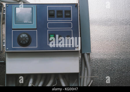 Energy security - system management panel. Red power button ...