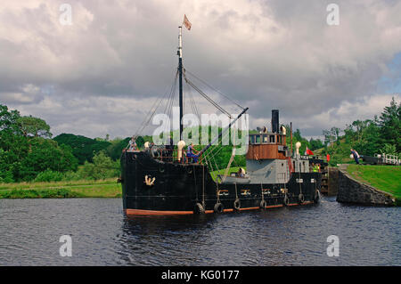 Steamboat VIC 96 on Crinan Canal at Dunardry Lock Stock Photo