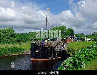 Steamboat VIC 96 on Crinan Canal at Dunardry Lock Stock Photo