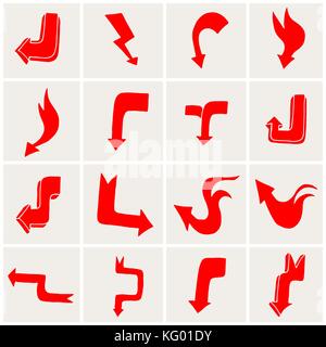 Set of red arrows. Vector illustration. Isolated Stock Vector