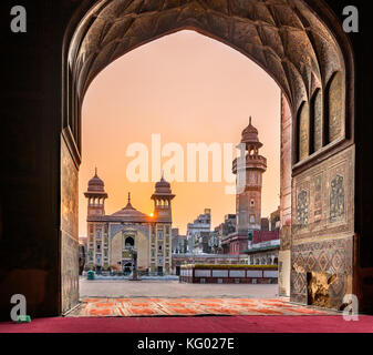 The Wazir Khan Mosque is considered to be the most ornately decorated Mughal-era mosque in Lahore, Pakistan Stock Photo