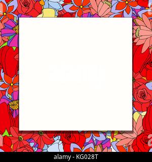 Doodle frame elements with flowers. Vector illustration Stock Vector