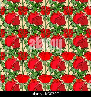 Seamles floral background with roses. Vector illustration Stock Vector