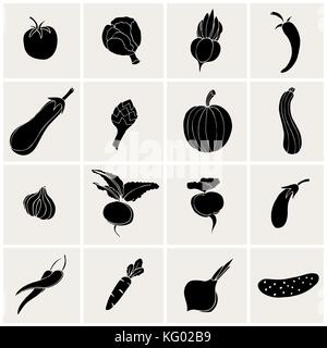 Set of Vegetables Icons. Vector illustration. Isolated Stock Vector